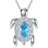 AOBOCO Sea Turtle Necklace Sterling Silver Ocean Sea Turtle Jewelry Gifts for Women Valentines Day Birthday Gifts for Her