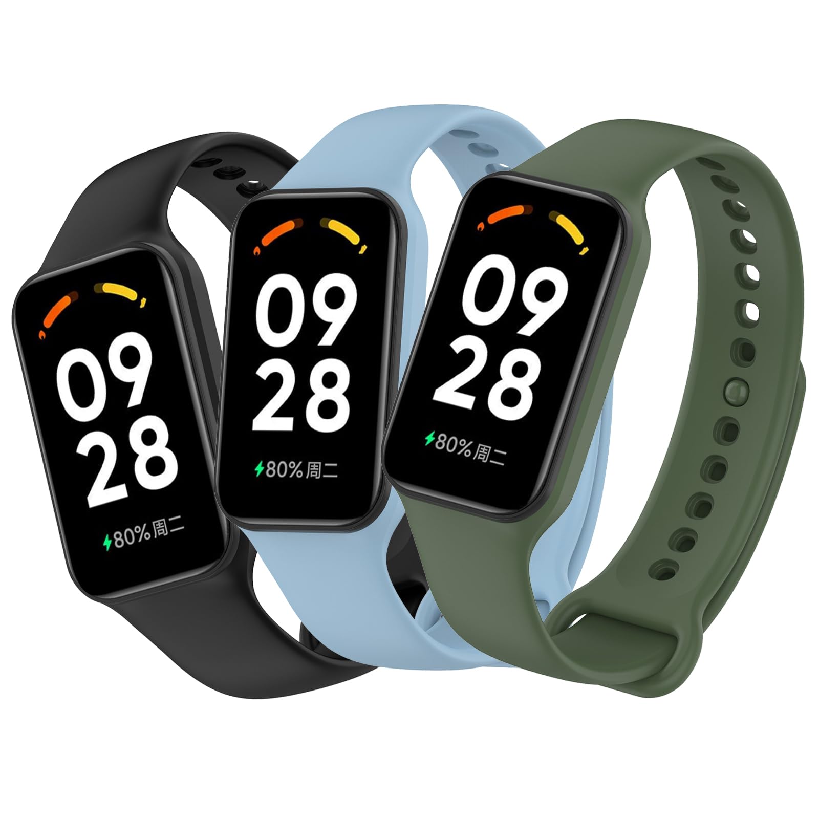 Xisair 3 Pieces Straps compatible with Xiaomi Redmi Smart Band 2 Silicone Straps for Redmi Smart Band 2 Strap Redmi Band 2 Sport Wristband — image 1