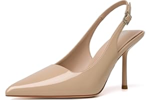 RIBONGZ Sexy Slingback Pumps Elegant Dressy Heels for Women Closed Toe Pointy High Heels Wedding Bride Prom Party Evening Shoes