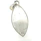 Natural Rocks by Kala Genuine White Selenite 925 Solid Sterling Silver Pendant 40mm