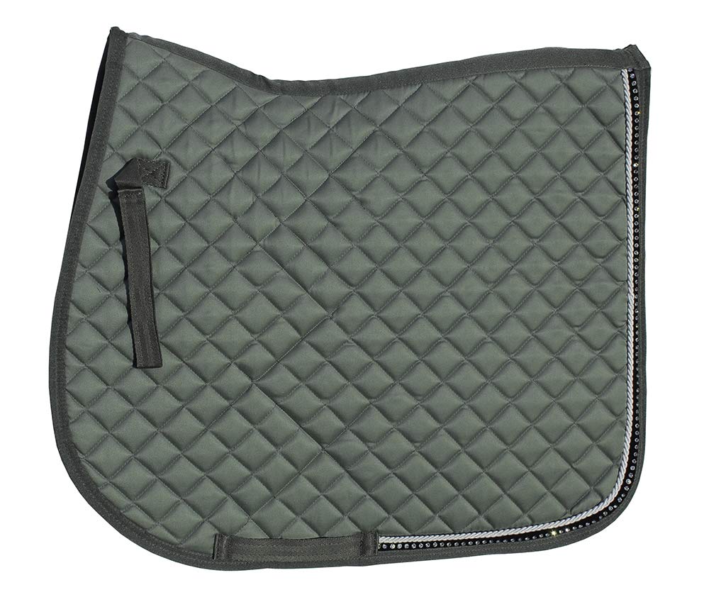 Rhinegold Elite Diamante Trim Saddle Cloth, Pony, Grey