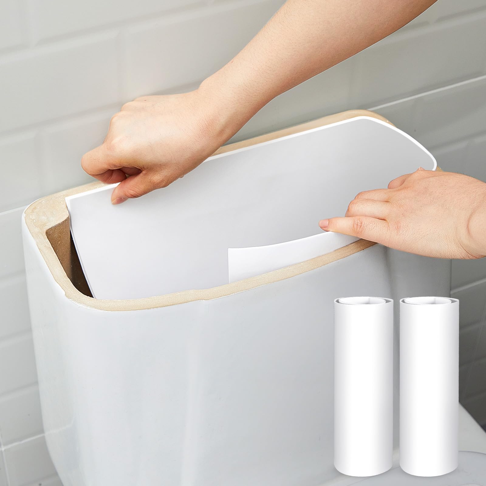 Photo 1 of Frienda Toilet Tank Liner Toilet Anti Condensation Kit 16 x 48 Inch Tank Liner Kit for Preventing Water Damage to Floors, White(2 Pcs)