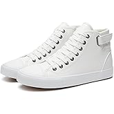 yageyan Men White high top Sneakers for Casual Black pu Leather Fashion Shoes for Men