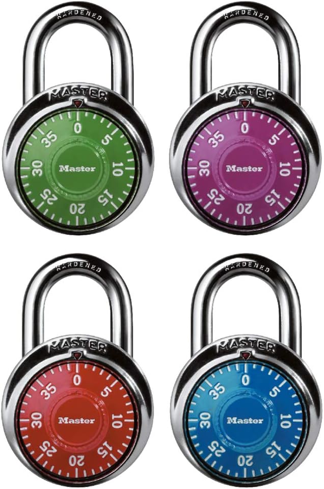 Master Lock Padlock, Standard Dial Lock, 17/8 in. Wide, Assorted