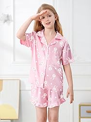 Umeyda Girls Satin Silky Collar V Neck Ruffle Short