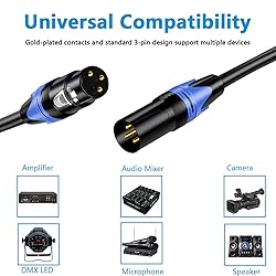 AQOOL 10FT XLR Cables, Gold-Plated 3 Pin XLR