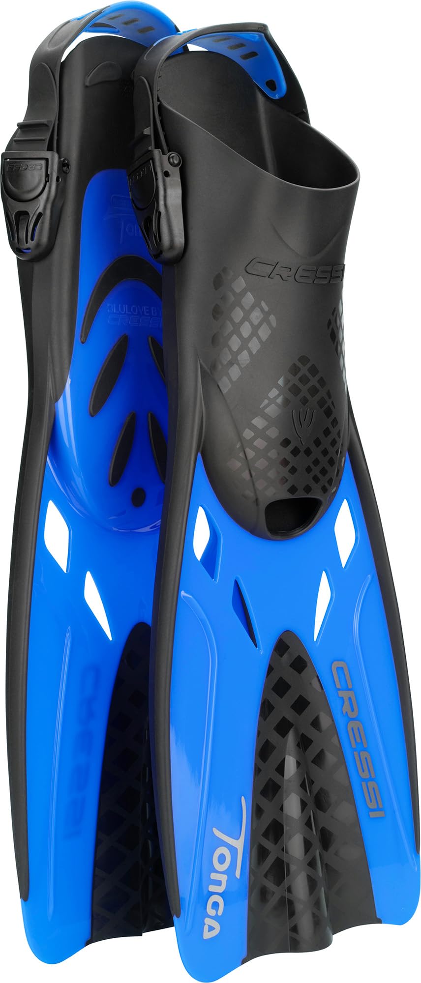 Photo 1 of Cressi Tonga Short Adjustable Open Heel Fins, Black/Blue, L/XL