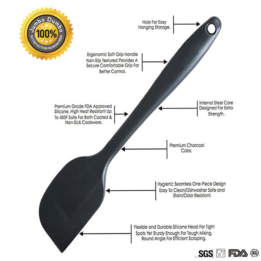 Silicone Spatula Set 4 Pieces,Cooking Baking Cake Pancake Cookie Egg Spatula, Kitchen Large Small Mixing Spatula (Black)