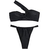 KJSUHFN Women's Twist Front Bikini Set One Shoulder Bathing Suit Swimsuits