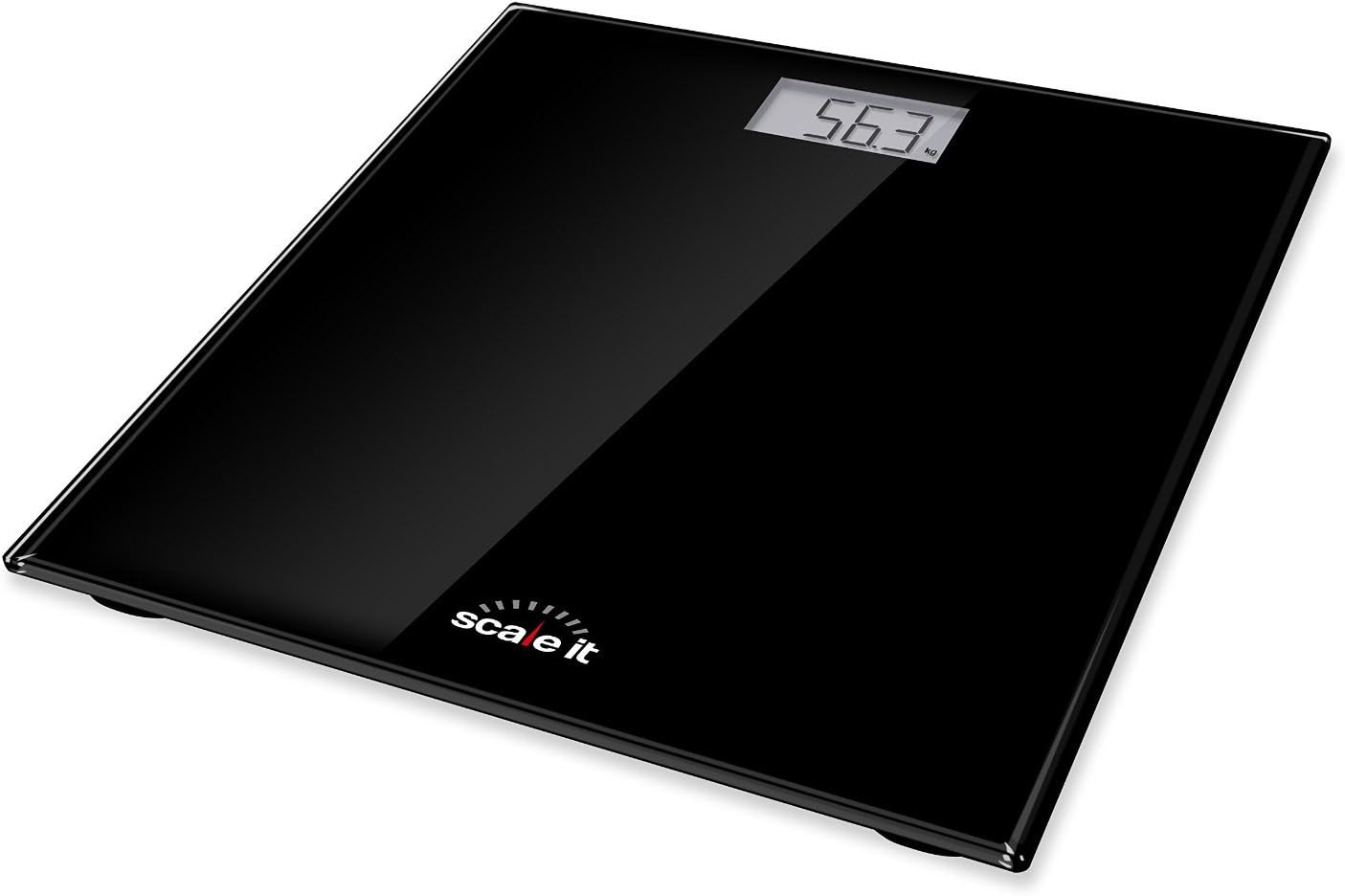 Scaleit Digital Bathroom Scale - LCD Display with Backlight - Black Tempered Glass - 400 LB Capacity