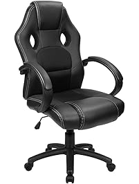 Furmax Executive Racing Office Chair PU Leather Swivel Computer Desk Seat PU Leather and Mesh Bucket Seat,Computer Lumbar Support Chair