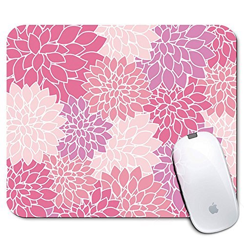 Personalized Rectangle Mouse Pad, Printed Pink Flower Pattern, Non-Slip Rubber Comfortable Customized Computer Mouse Pad (9.45x7.87inch)