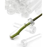 Geuoaoa 30 Pack Floral Water Tubes with Caps, 3.7" Flower Water Tube 23ml | Plastic Vials for Single Rose, Milkweed, Plant, Bouquet Accessories, Florist Supplies