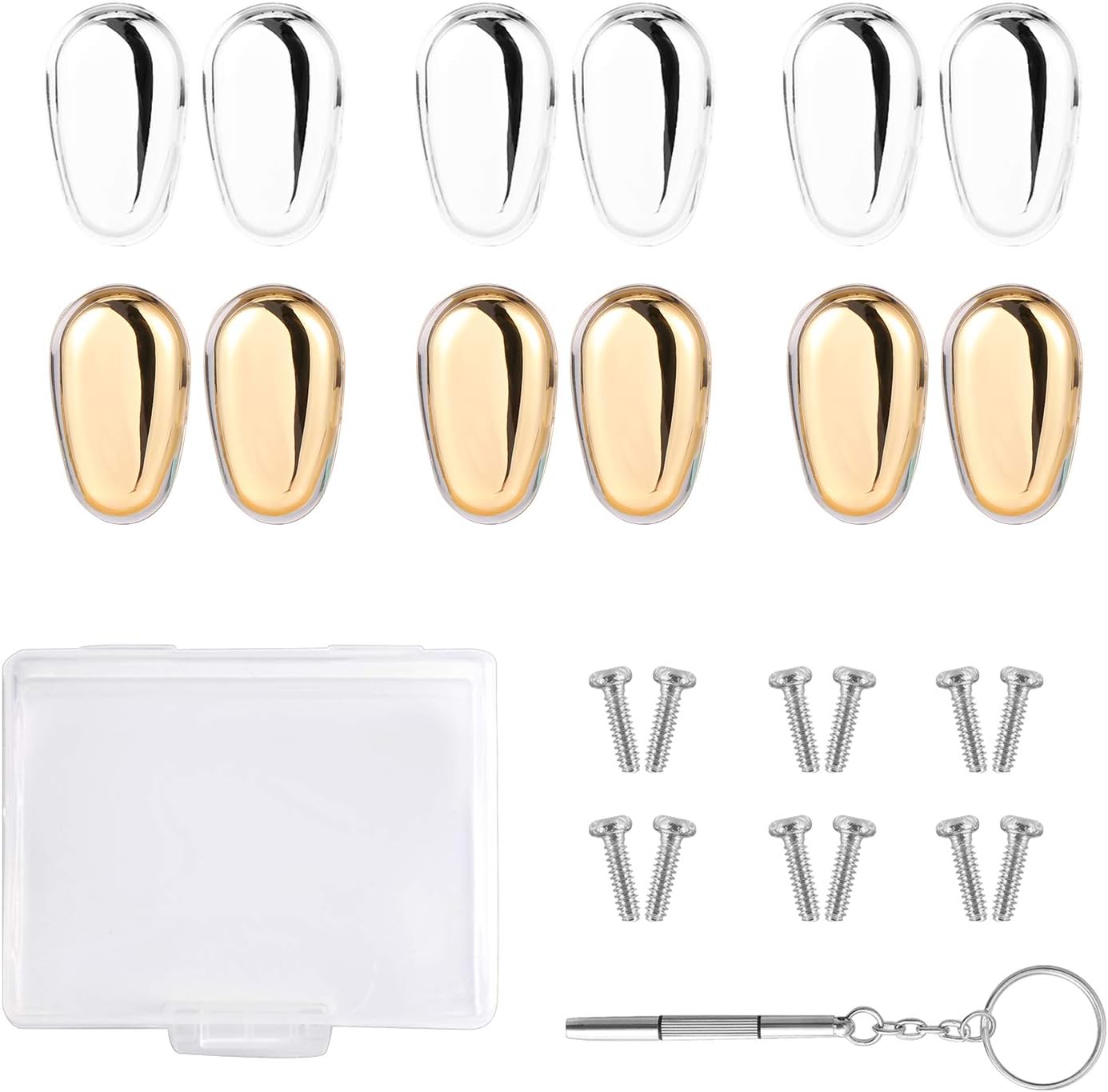 10pairs Push-in Eyeglass Nose Pad Repair Kit Soft Silicone Eyeglasses Replacement Nose Piece for Glasses Sunglasses Accessories（NP-12P 11mm Oval Shape)