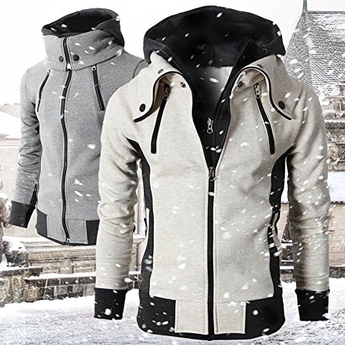Guoji Men's Hoodies Slim Fit Double Zipper Hooded Sweatshirts