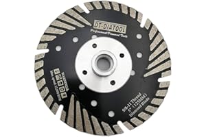 DT-DIATOOL 5 Inch Diamond Turbo Blade Cutting Granite Marble Concrete Brick with Slant Protection Teeth for Angle Grinder