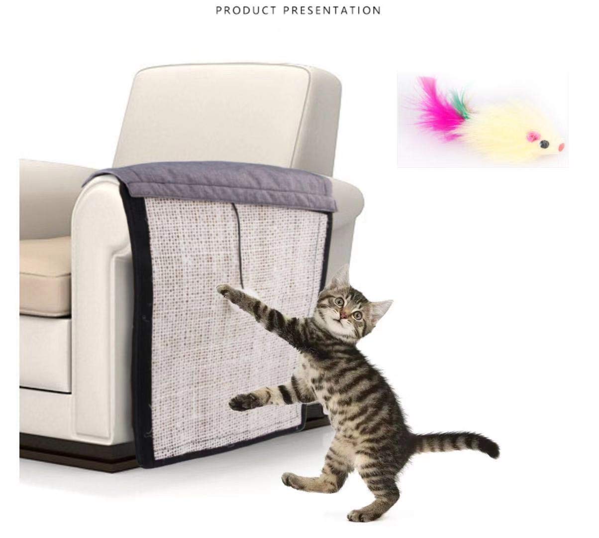 6Winky Cat scratch mat Hemp Mat Pet Furniture Protection Scratch Pet Supplies, Durable Sofa Protection Furniture Scratch Prevention Sofa Pad 117 * 29CM