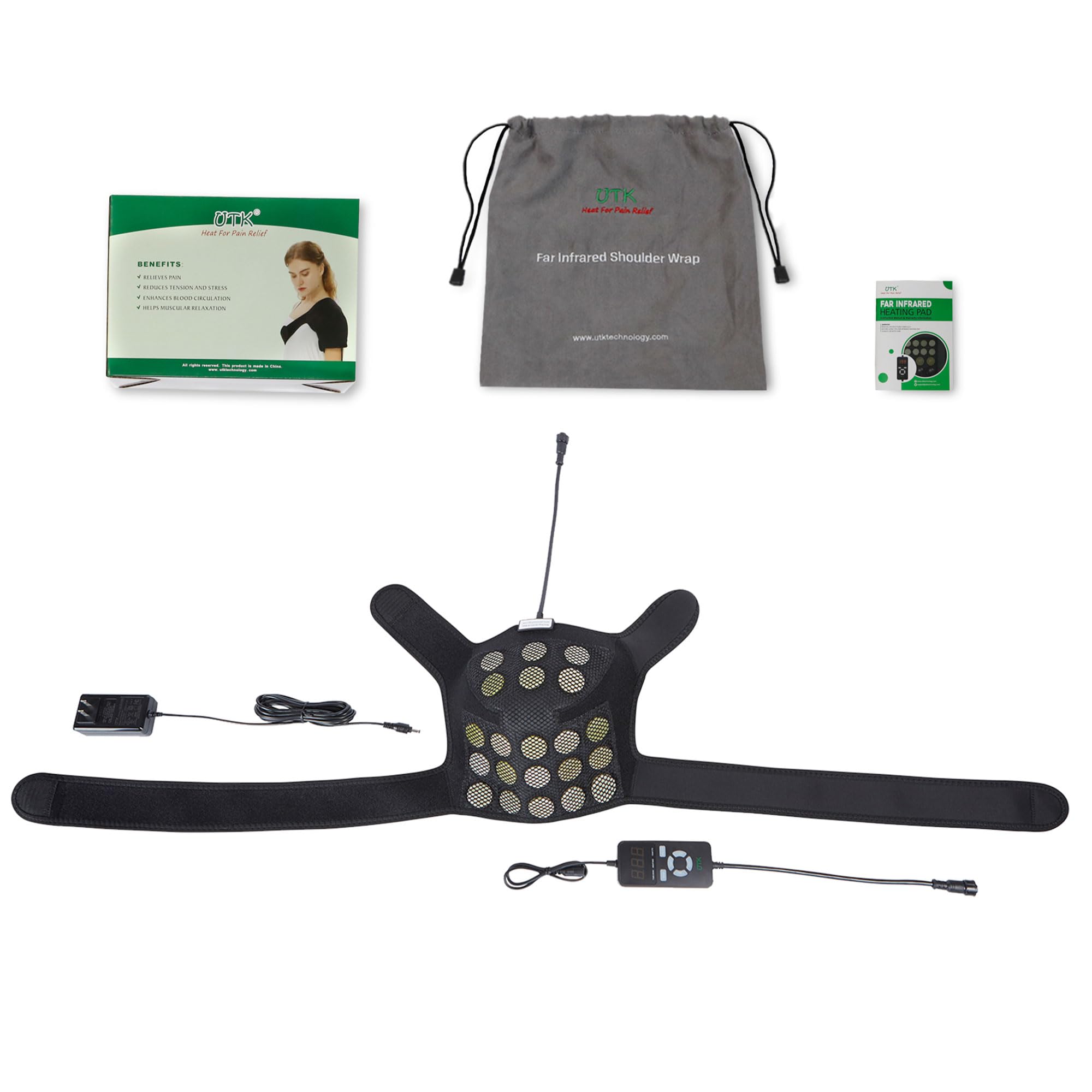 UTK Jade Infrared Rotator Cuff Heating Pad for Shoulders Pain Relief, Heated Shoulder Brace for Keep Shoulders Health, Physical Therapy, EMF Free, Auto Shut Off and Smart Controller