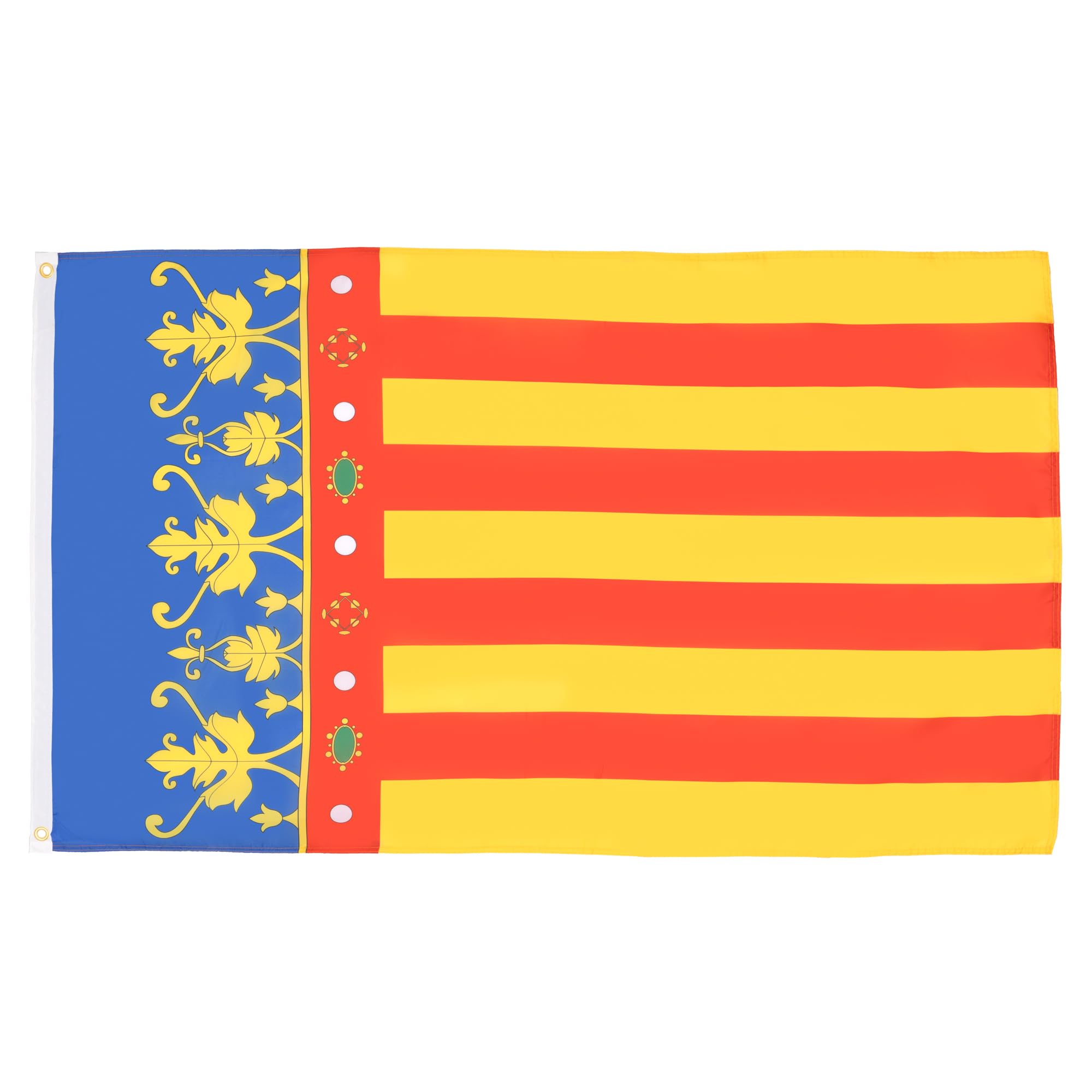 AZ FLAG - Valencian Community Flag - 3x5 Ft - 100D Polyester Spanish Region Of Comunidad Valenciana Banner with Two Metal Grommets - Fade Resistant - Vivid Colors - 3' x 5' Feet - 150x90 Cm