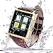 LEMFO Bluetooth Leather Smart Watch with Camera IPS Screen 360mAh Battery Waterproof for IOS iPhone Android Smartphone (Gold)
