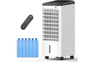 BIESQYA Windowless Portable Air Conditioners with Remote, Ventless Ac Unit Ductless Air Cooler, Hoseless Quiet Evaporative Oscillating Swamp Cooler, 6 Ice Box for Bedroom Indoor Outdoor Office Room