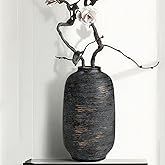 Kayolin Large Ceramic Vase, Farmhouse Flower Vase for Home Decor - Rustic Vintage Table Vase for Living Room, Kitchen, Bedroom, Office, Bookshelf, Coffee or Dining Table Decor（10.8“ Black Bronze）