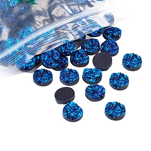 300pcs Half Round Dark Turquoise Druzy Resin Cabochons for Jewelry Making Beads