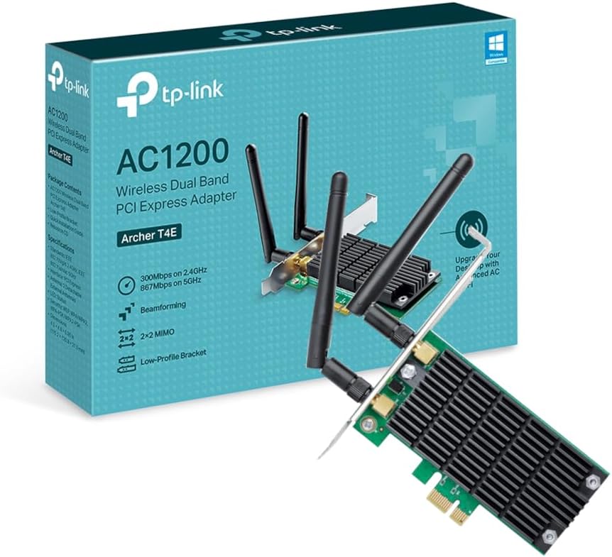 TP-Link Archer T4E AC1200 Dual Band PCIe WiFi Card with Two Antennas