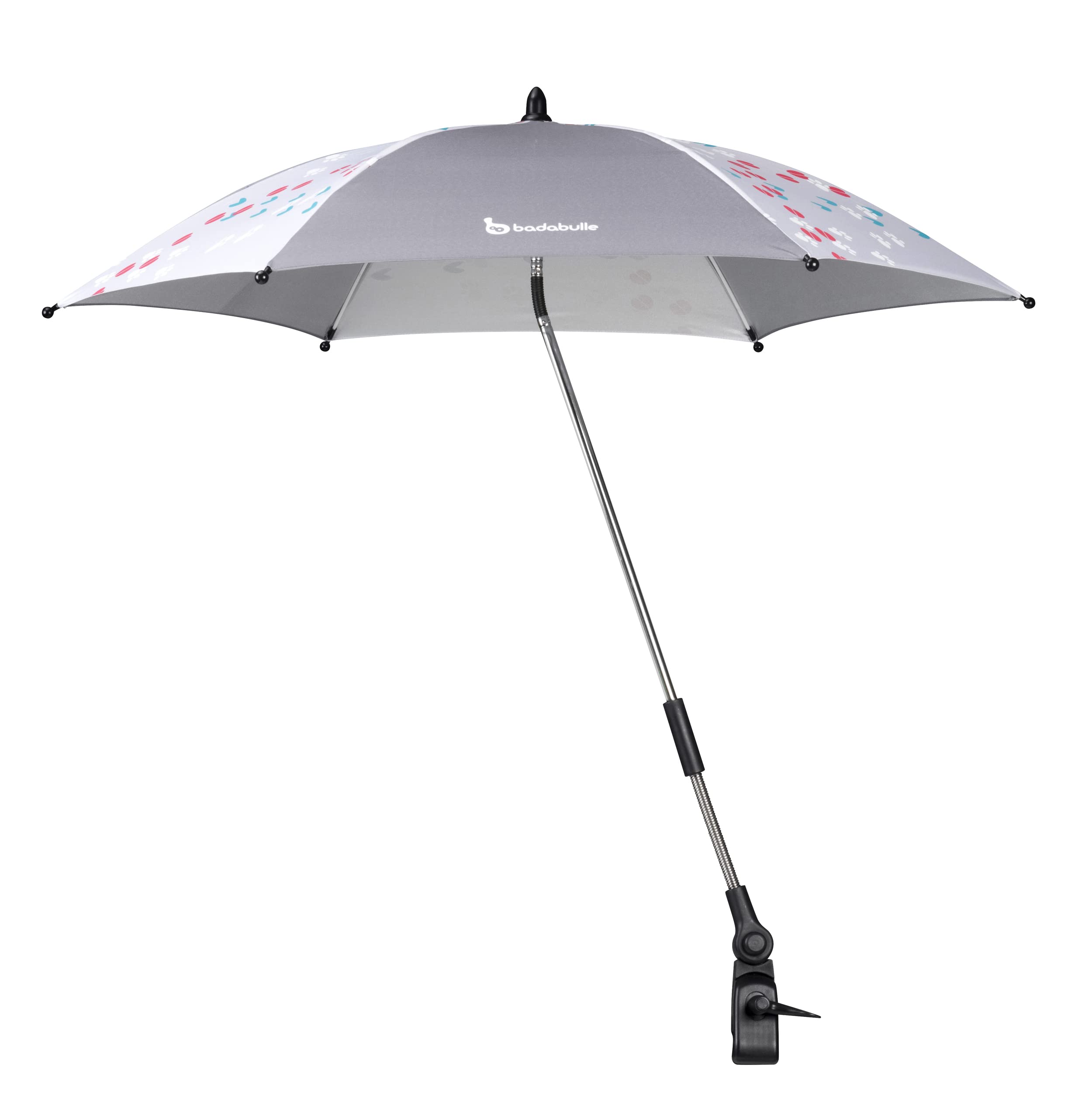 Badabulle Universal Pram Parasol | Pushchair Parasol & Sun Cover | Pram Sun Shade, Umbrella, Grey