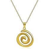 GMLFVUIPLJ Spiral Swirl Necklace for Women - 24K Gold Plated Stainless Steel Celestial Pendant & Chain