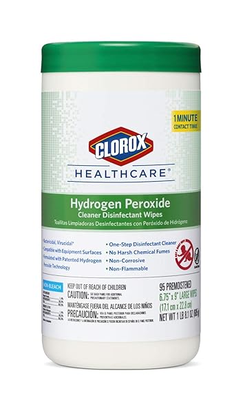 CLOROX HEALTHCARE HYDROGEN PEROXIDE CLEANER DISINFECTANT WIPES, 6.75″ X 9″, 95 COUNT (PACKAGE MAY VARY)