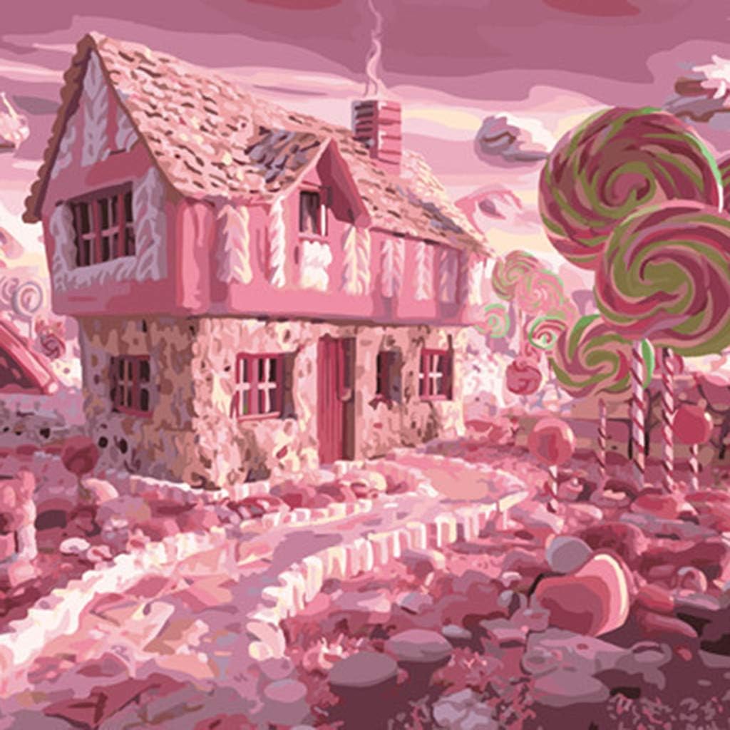 Jigsaw Puzzles 1000 Pieces Puzzles for Adults Children Pink Candy Kingdom Painting, Landscape Pattern 38 x 26cm/ 14.96 x 10.24inch Puzzles for Adults or Kids 8 and up Ages
