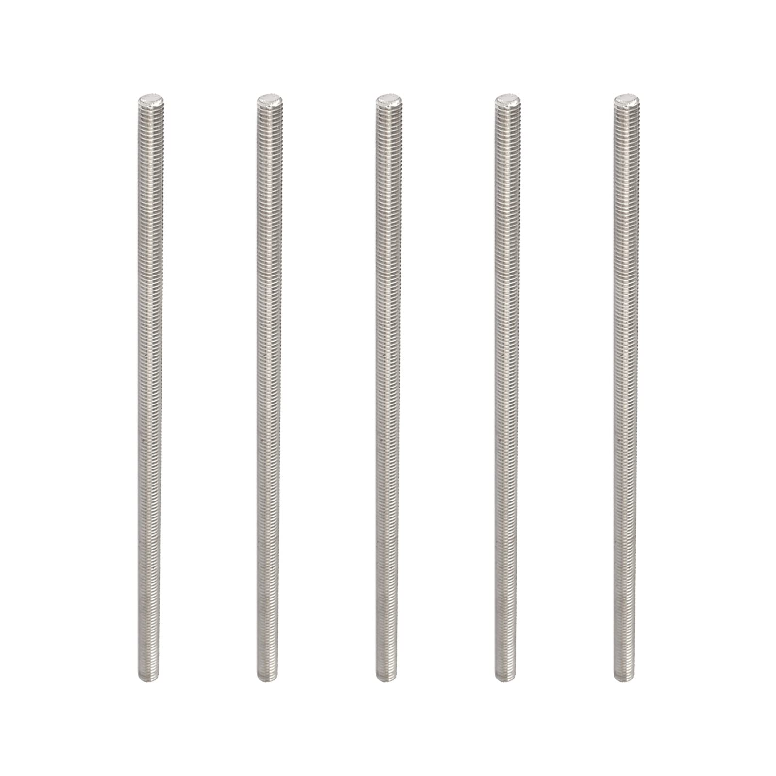 Rebower Fully Threaded Rod 304 Stainless Steel Rod Bar Studs, [for Hangers and Clamps and U-Bolts] - M6 x 180mm Male Threaded /Silver/5Pack — image 1