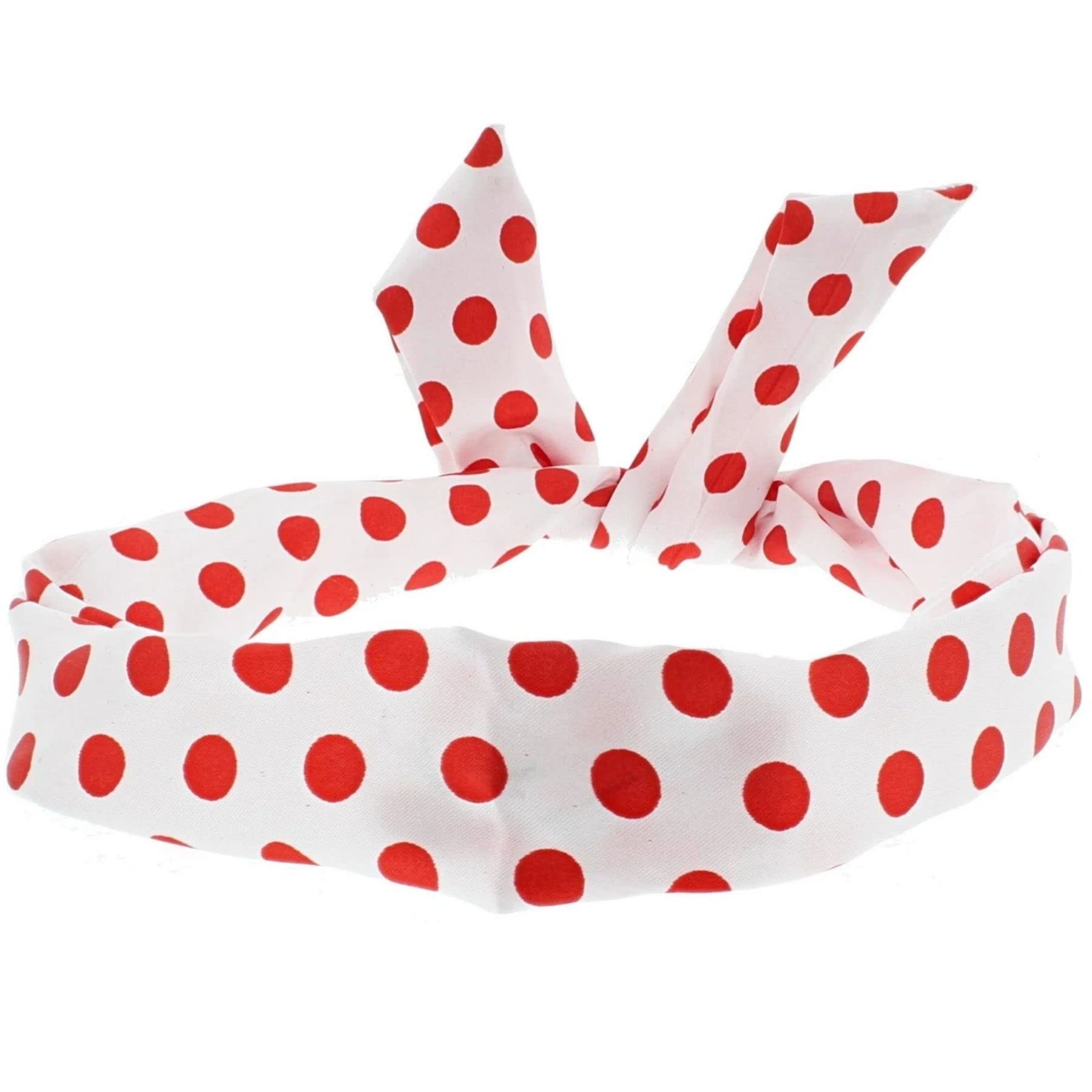Topkids Accessories Pattern Wire Headbands for Women's Hair, Girls Headbands Hair Bands for Women Hair Accessories for Women Head Bands Adult Women (White/Red Satin Polka Dot)