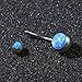 ZS 14g Fire Opal Belly Button Rings 316l Surgical Stainless Steel Belly Navel Ring Body Jewelry Piercing (White)