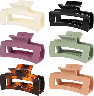 FANTESI 6 Pcs Large Claw Clips Non Slip Matte Hair Clips for Women Girls