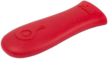 Kitchen & Table Linens - Lodge Silicone Hot Handle Holder - Dishwasher Safe Hot Handle Holder Designed for Lodge Cast Iron Skillets 9 Inches+ w/Keyhole Handle - Reusable Heat Protection Up to 500° - Red