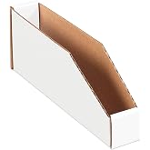 BOX USA Storage Bins 2x12x4.5, White, 50-Pack | Storage Bins 2"L x 12"W x 4.5"H Corrugated Cardboard for Warehouse, Garage &amp; Home Organization, White, 50-Pack