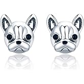 French Bulldog Cute Dog Sterling Silver Stud Earrings for Women Daughter Sensitive Ears Nice Gifts