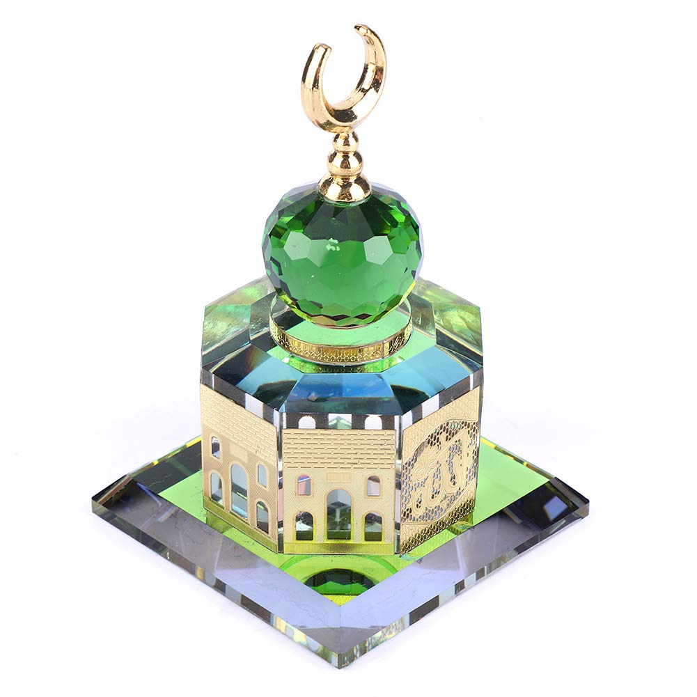 Pssopp Muslim Crystal Gilded Al-Aqsa Mosque Miniature Model Islamic Home Table Decor Showpiece Islamic Architecture Handicraft Souvenir Desktop Decor Islamic Building Gift