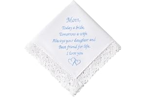 PACGOTH Wedding Handkerchiefs Something Blue for Bride, Mother Of The Bride Gifts Embroidered Lace Keepsake Bridal Hankies