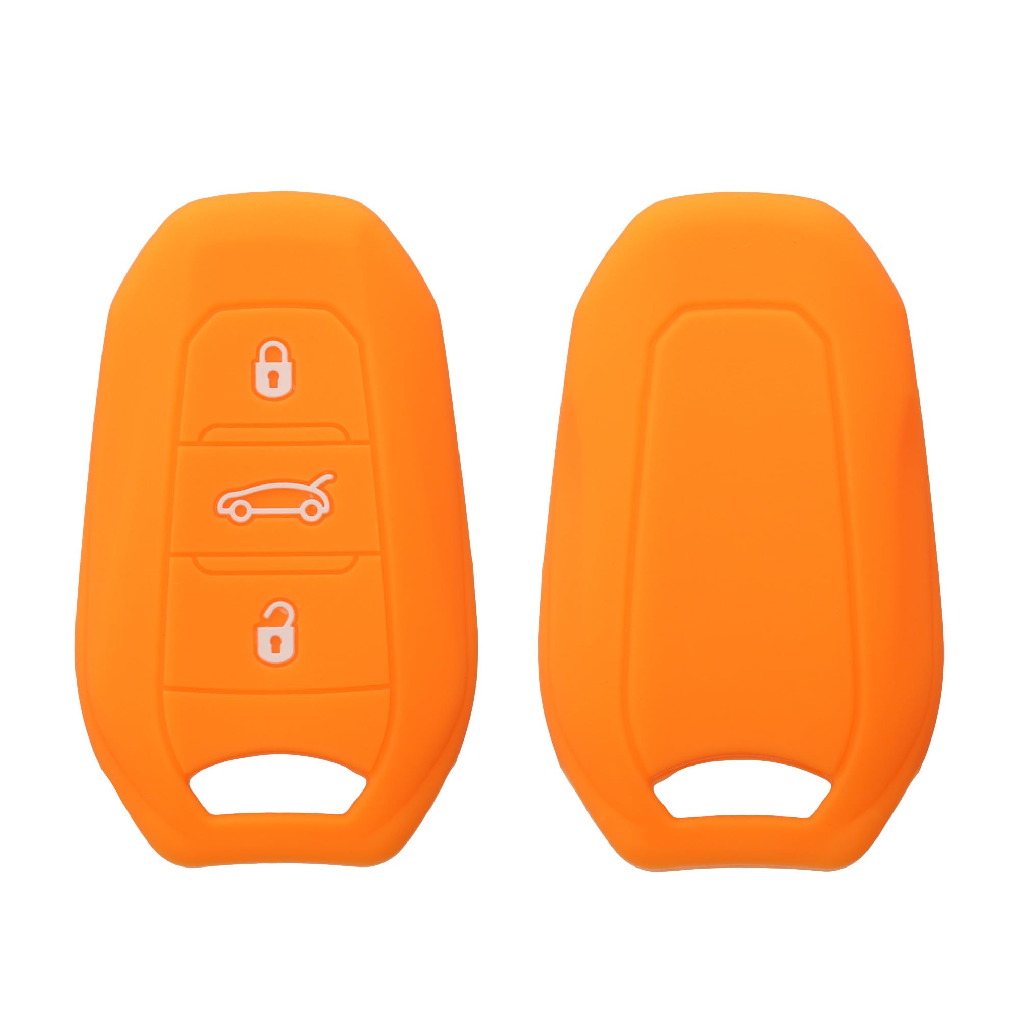 kwmobile Key Cover Compatible with Peugeot Citroen 3 Button Car Key Smart Key (only Keyless Go) - Soft Silicone Car Key Fob Holder Protector Case - Fruity Orange