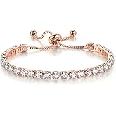 Tennis Bracelets for Women White Gold Plated Diamond AAA+ Cubic Zirconia CZ Dainty Classic Adjustable Slider Bracelet Silver Fashion Jewelry Wedding Gift