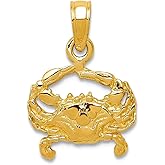 JewelryWeb 14k Yellow Gold Solid Polished Crab Pendant Necklace 17x11.8mm Pendant for Women