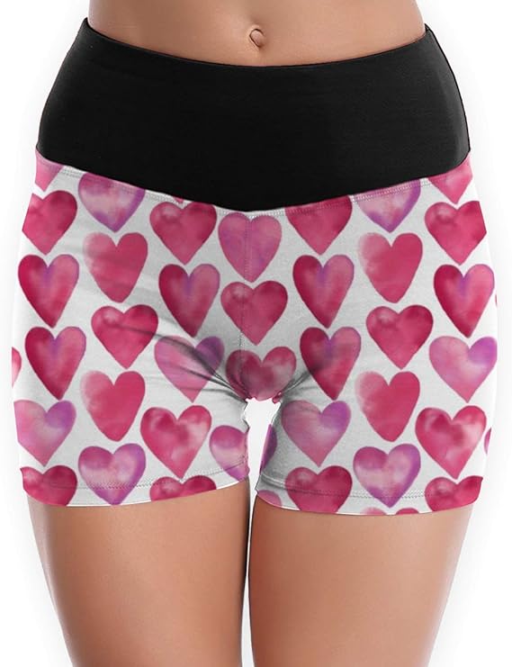 Amazon Co Jp 赤ピンクのハート柄 ショートパンツ レディース ヨガ ショーツ ハイウエスト スポーツパンツ カジュアル ガードル スリム レギュラーショーツ ビーチパンツ おしゃれ 人気 補正ショーツ 服 ファッション小物
