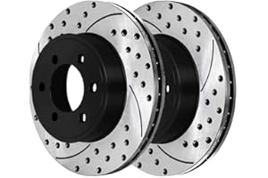 AUTO SHACK AutoShack Black Hat Drilled and Slotted Brake Rotors Rear Brake Rotor Replacement Kit for 2012-2018 Ford F-150 2.7L 3.0L 3.3L 3.5L 3.7L 5.0L 6.2L V6 V8 4WD AWD RWD PR780978LR
