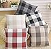 4TH Emotion Farmhouse Decoration Beige White Checkers Plaids Linen Christmas Throw Pillow Case Decorative Cushion Cover Pillowcase Cushion Case for Sofa 18 x 18 Inch