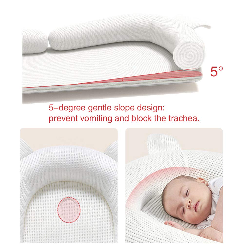 Baby Lounger, Newborn Lounger Portable Super Soft and Breathable Baby Nest Bassinet Machine Washable Co Sleeping for Baby 0-2 Years: Baby