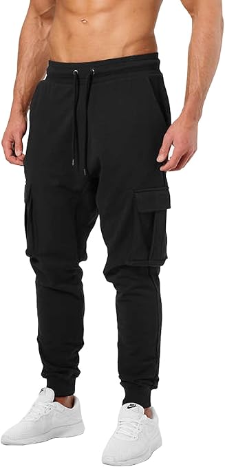 black cargo jogger pants mens