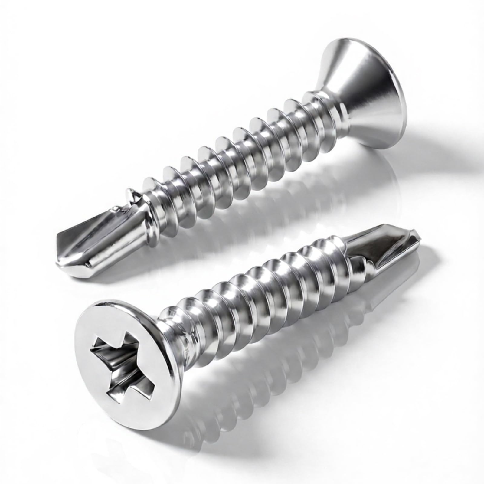 Photo 1 of #8 x 2 (100 Pack) Flat Head Phillips Drive Sheet Metal Screws, Stainless Steel 410 Self Drilling Screws,Countersun Head Fast Self-Tapping Screws for Metal, Plastic, Wood